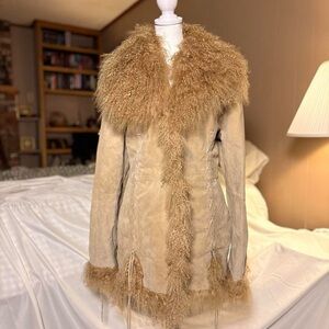 Insane Y2k Grail BKE Vintage "Penny Lane" Afghan Coat with Mongolian Lamb Trim